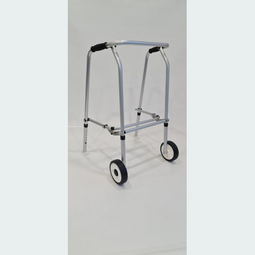 Aluminium Folding Adjustable Walker - 2 Wheels / 2 Skis