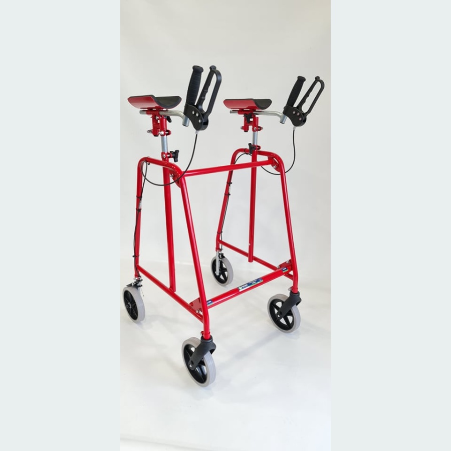 Rehab Forearm Walker with Forearm Troughs - 2 8" Castors / 2 8" Wheels - Brakes