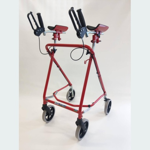 Easy Fold Rehab Forearm Walker with Forearm Troughs - 2 8" Castors / 2 8" Wheels - Brakes