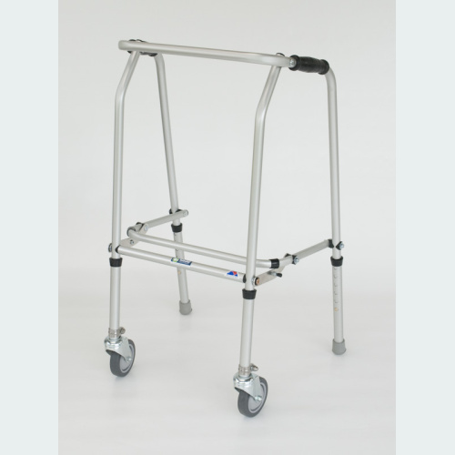 Aluminium Folding Adjustable Walker - NARROW - 2 Castors / 2 Rubber Feet
