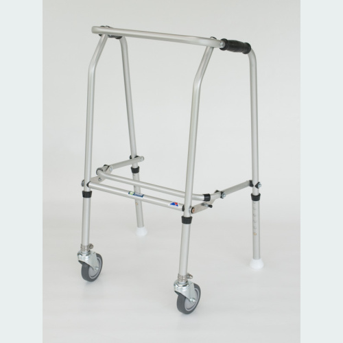 Aluminium Folding Adjustable Walker - 2 Castors / 2 Glide Feet