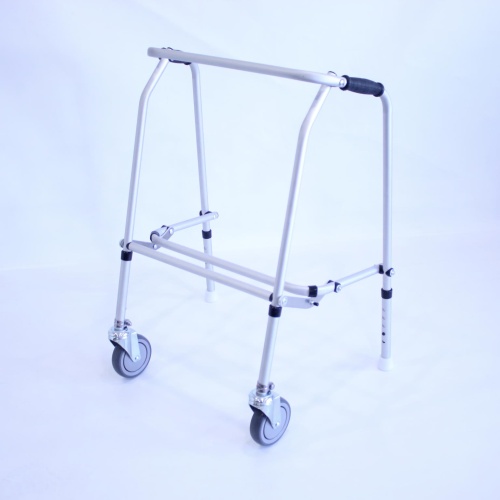 Bariatric Aluminium Folding Adjustable Walker - 2 Castors / 2 Glide Feet