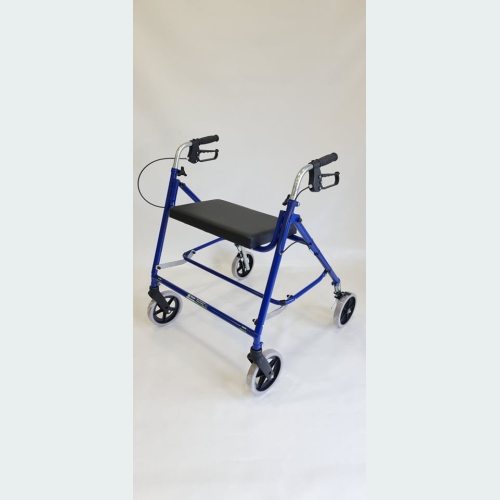 Super Giant Rehab Walker with Standard Handles, Brakes & Seat- 2 (8") Castors / 2 (8") Wheels