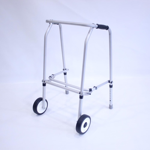 Aluminium Folding Adjustable Walker - 2 Wheels / 2 Rubber Feet