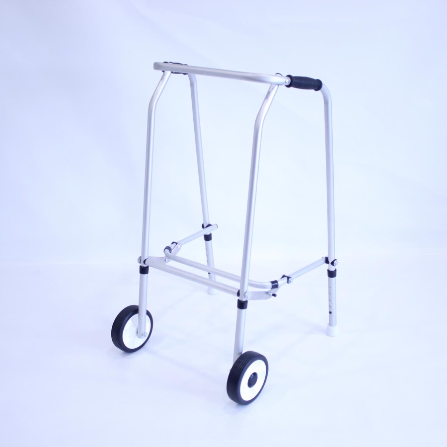 Aluminium Folding Adjustable Walker - TALL - 2 Wheels / 2 Glide Feet