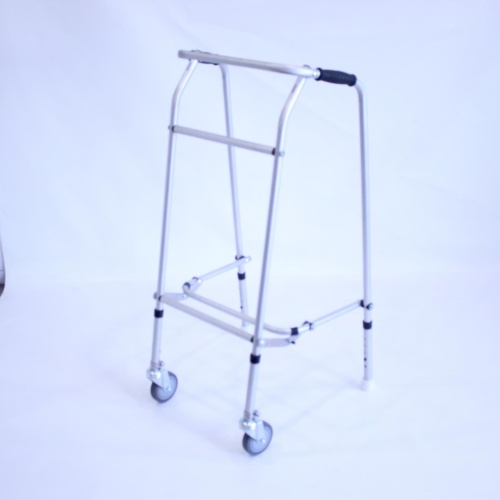 Aluminium Folding Adjustable Walker - EXTRA TALL - 2 Castors / 2 Glide Feet