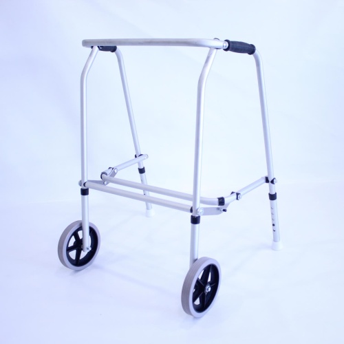 Bariatric Aluminium Folding Adjustable Walker - 2 Wheels / 2 Glide Feet