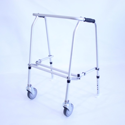 Bariatric Aluminium Folding Adjustable Walker - 2 Castors / 2 Skis