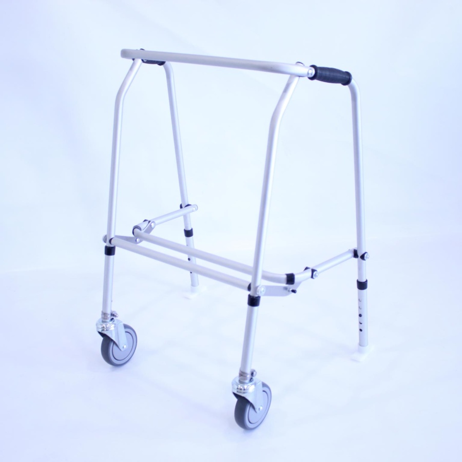 Bariatric Aluminium Folding Adjustable Walker - 2 Castors / 2 Skis