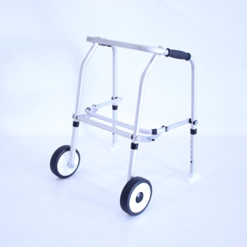 Junior Aluminium Folding Adjustable Walker - 2 Wheels / 2 Skis