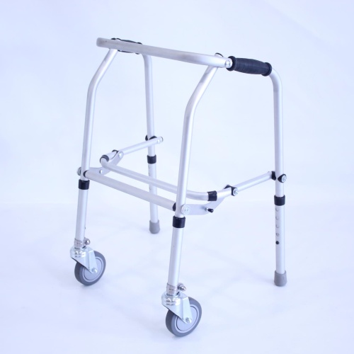 Junior Aluminium Folding Adjustable Walker - 2 Castors / 2 Rubber Feet