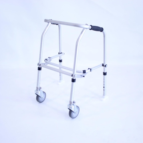 Junior Aluminium Folding Adjustable Walker - 2 Castors / 2 Skis