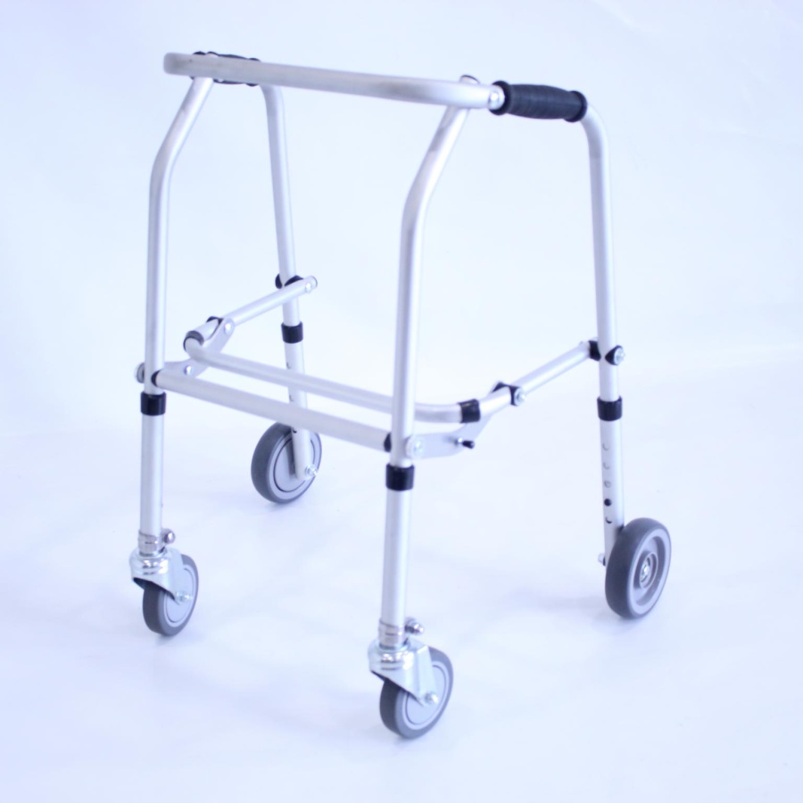 Junior Aluminium Folding Adjustable Walker - 2 Castors / 2 Wheels