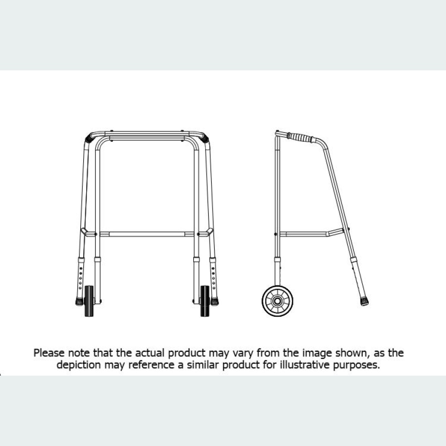 Bariatric Adjustable Walker - 2 Wheels / 2 Rubber Feet