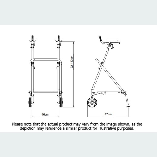 Easy Fold Rehab Forearm Walker with Forearm Troughs - 2 Wheels / 2 Glide Feet