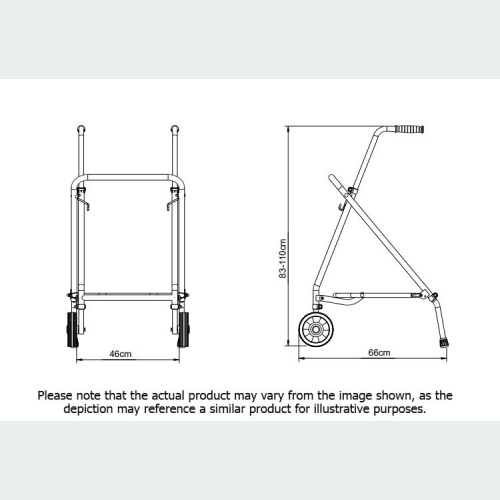 Easy Fold Rehab Forearm Walker with Standard Handles - 2 Wheels / 2 Rubber Feet