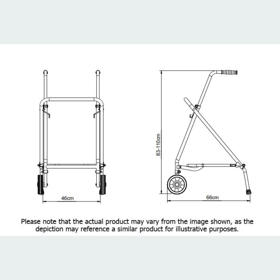 Easy Fold Rehab Forearm Walker with Standard Handles - 2 Wheels / 2 Rubber Feet