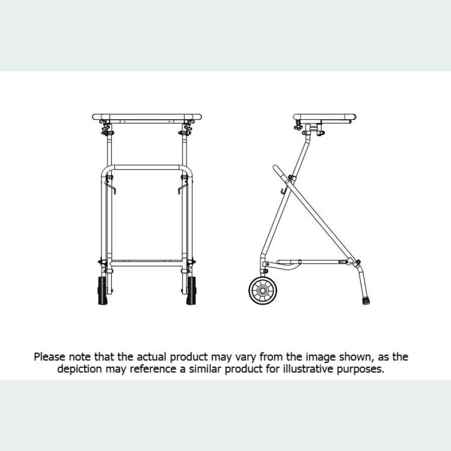 Easy Fold Rehab Forearm Walker with Pulpit Top - 2 Wheels / 2 Rubber Feet