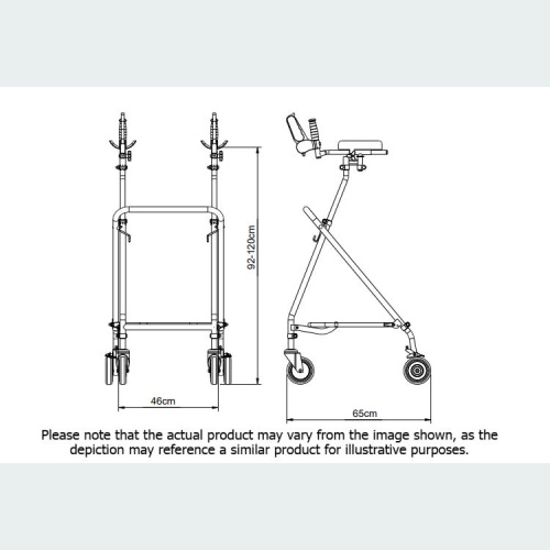 Easy Fold Rehab Forearm Walker with Forearm Troughs - 2 Castors / 2 Wheels - Brakes Easy Fold Rehab Forearm Walker with Forearm Troughs - 2 Castors / 2 Wheels - Brakes