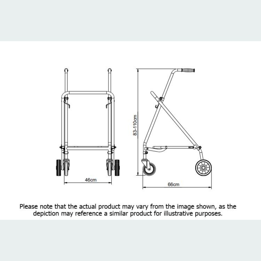 Easy Fold Rehab Forearm Walker with Standard Handles - 2 Castors / 2 Wheels