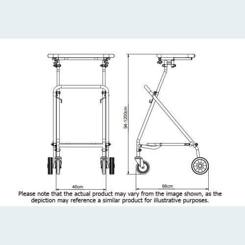 Easy Folding Rehab Walker with Pram Handle - 2 Castors / 2 Wheels
