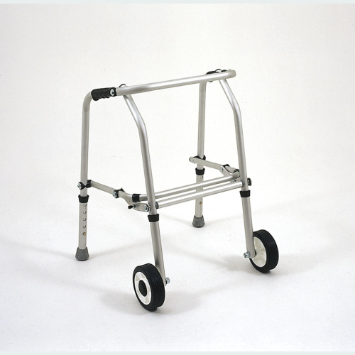 Junior Aluminium Folding Adjustable Walker - 2 Wheels / 2 Rubber Feet