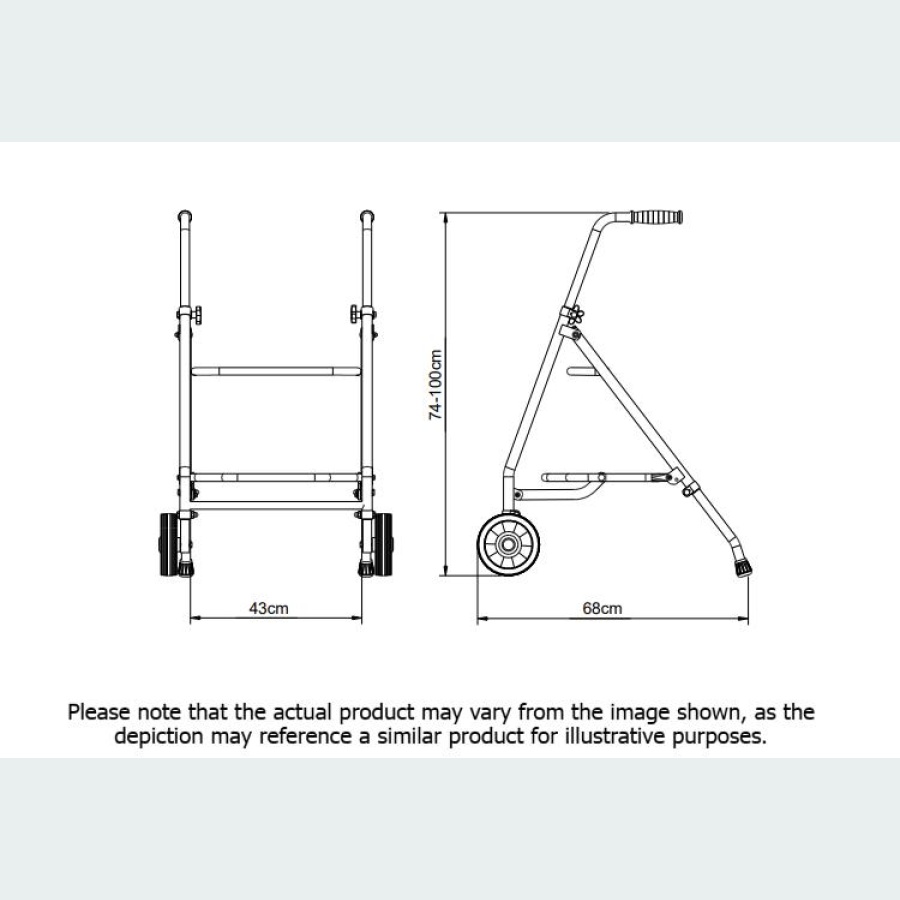Rover Max Walker with Pram Handle - 2 Wheels / 2 Glide Feet