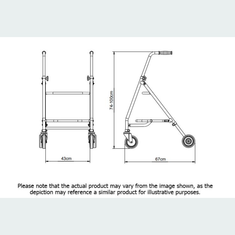 Rover Max Walker with Standard Handles - 2 8" Castors / 2 8" Wheels