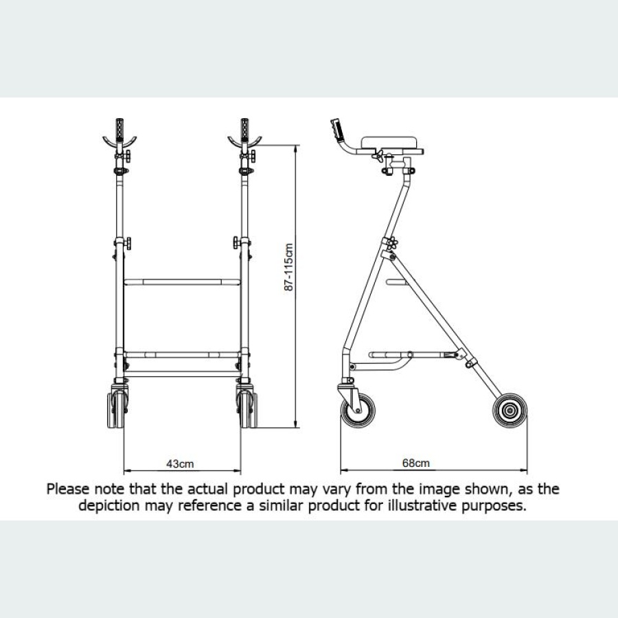 Rover Max Walker with Forearm Troughs - 2 Castors / 2 Wheels